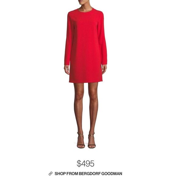 Tibi Long-Sleeve Crepe Mini Cocktail Dress Red Zipper Valentine sz 12 NWT $495 - Picture 2 of 16